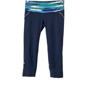 Athleta Cropped Leggings Blue Multicolor Waistband S